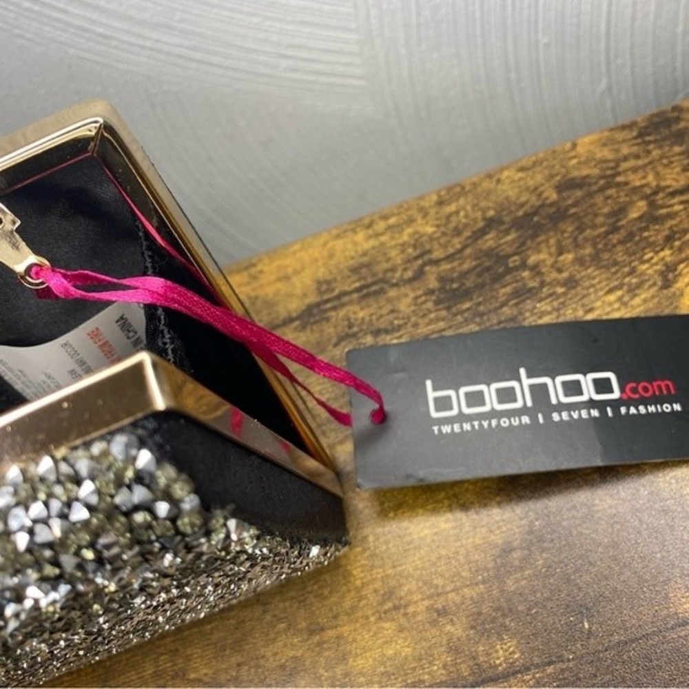 Boohoo glitter box clutch, metallic/silver, small - Picture 2 of 6